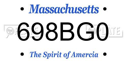 698BG0 Massachusetts License Plate