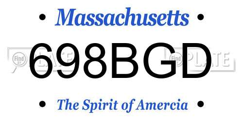 698BGD Massachusetts License Plate
