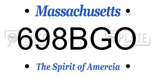 698BGO Massachusetts License Plate