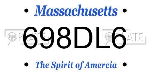 698DL6 Massachusetts License Plate