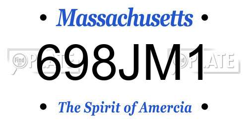 698JM1 Massachusetts License Plate