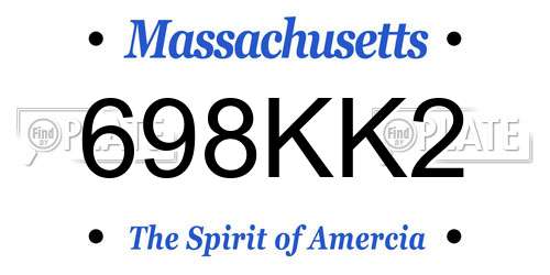 698KK2 Massachusetts License Plate