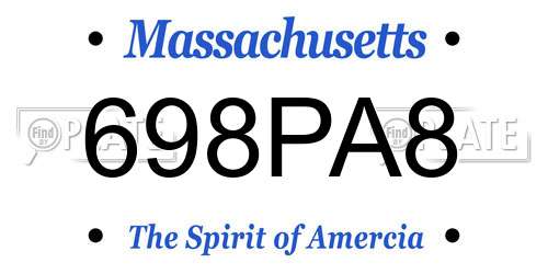 698PA8 Massachusetts License Plate