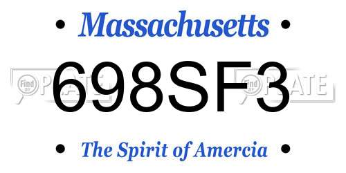 698SF3 Massachusetts License Plate