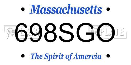 698SGO Massachusetts License Plate