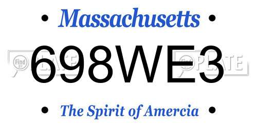 698WE3 Massachusetts License Plate