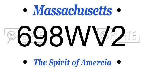 698WV2 Massachusetts License Plate