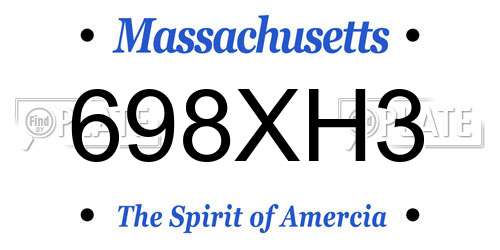 698XH3 Massachusetts License Plate