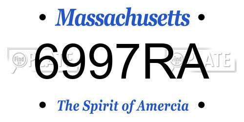 6997RA Massachusetts License Plate
