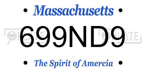 699ND9 Massachusetts License Plate