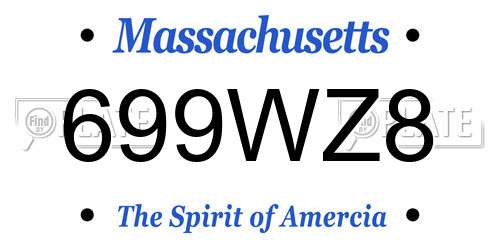 699WZ8 Massachusetts License Plate