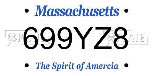699YZ8 Massachusetts License Plate