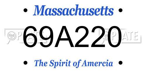 69A220 Massachusetts License Plate