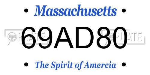 69AD80 Massachusetts License Plate