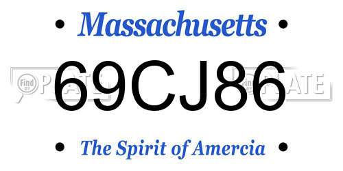 69CJ86 Massachusetts License Plate