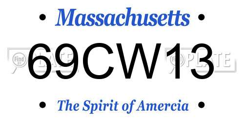 69CW13 Massachusetts License Plate