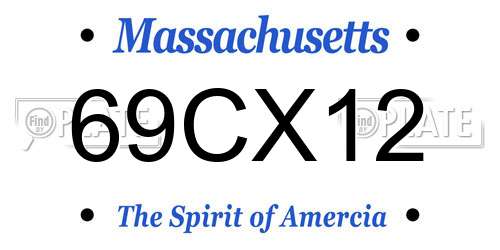69CX12 Massachusetts License Plate