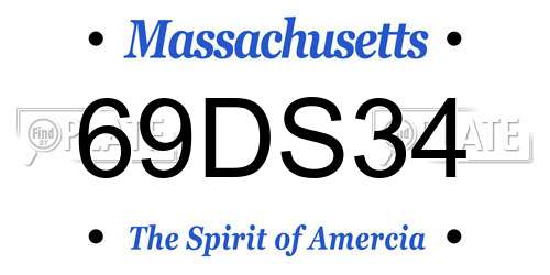 69DS34 Massachusetts License Plate