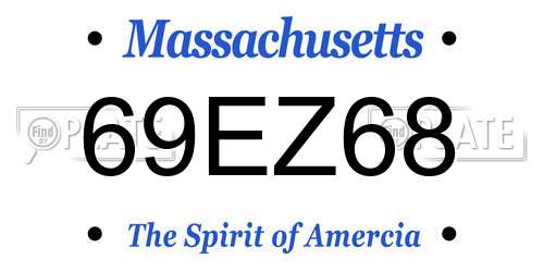 69EZ68 Massachusetts License Plate