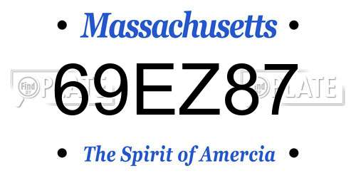 69EZ87 Massachusetts License Plate