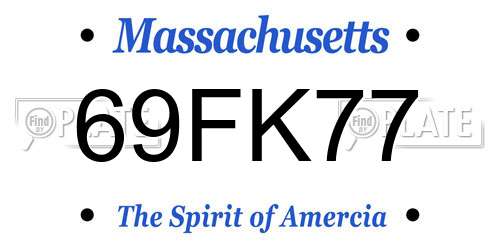 69FK77 Massachusetts License Plate