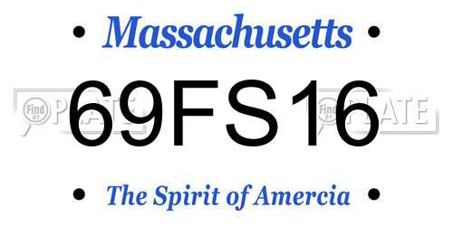 69FS16 Massachusetts License Plate