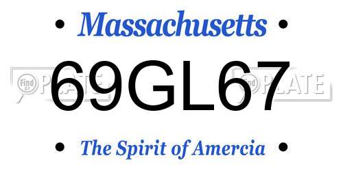 69GL67 Massachusetts License Plate