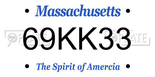 69KK33 Massachusetts License Plate