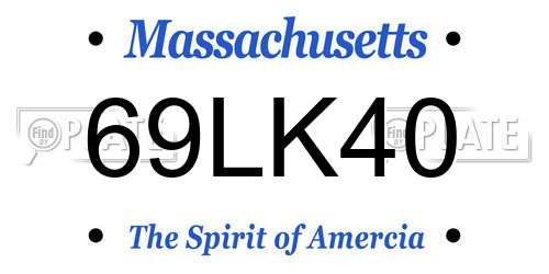 69LK40 Massachusetts License Plate