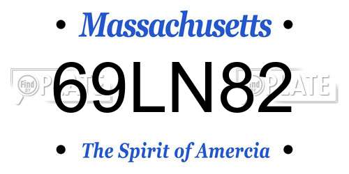 69LN82 Massachusetts License Plate