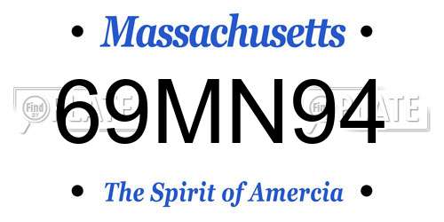 69MN94 Massachusetts License Plate
