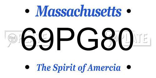 69PG80 Massachusetts License Plate