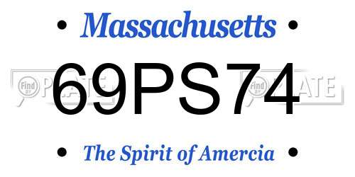 69PS74 Massachusetts License Plate