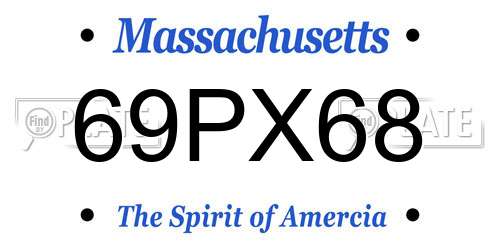 69PX68 Massachusetts License Plate