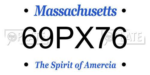 69PX76 Massachusetts License Plate