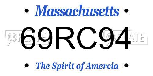 69RC94 Massachusetts License Plate