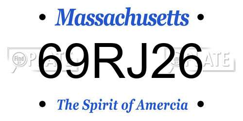 69RJ26 Massachusetts License Plate