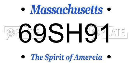 69SH91 Massachusetts License Plate