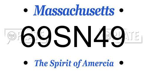 69SN49 Massachusetts License Plate