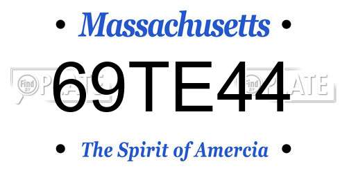 69TE44 Massachusetts License Plate