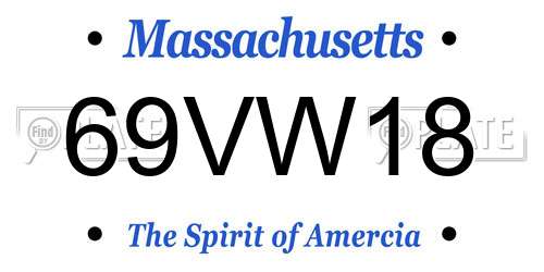 69VW18 Massachusetts License Plate