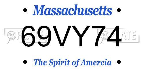 69VY74 Massachusetts License Plate
