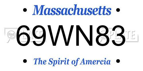 69WN83 Massachusetts License Plate