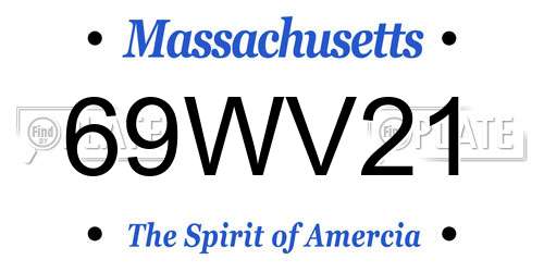69WV21 Massachusetts License Plate