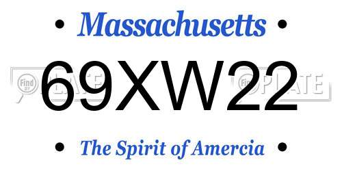 69XW22 Massachusetts License Plate