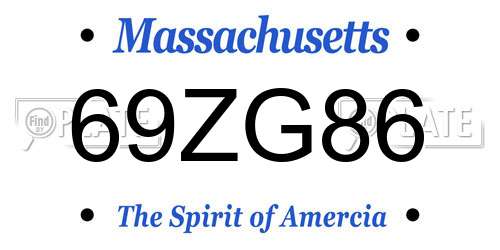 69ZG86 Massachusetts License Plate