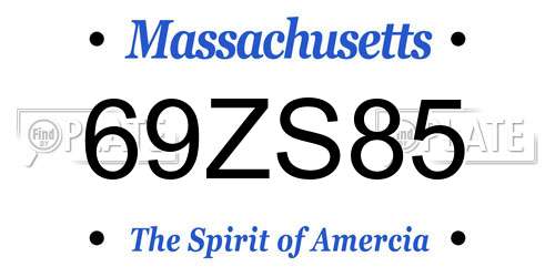 69ZS85 Massachusetts License Plate