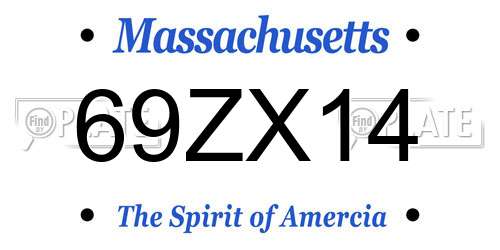 69ZX14 Massachusetts License Plate