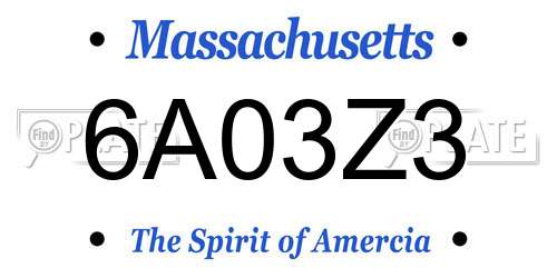 6A03Z3 Massachusetts License Plate