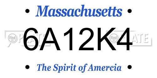 6A12K4 Massachusetts License Plate